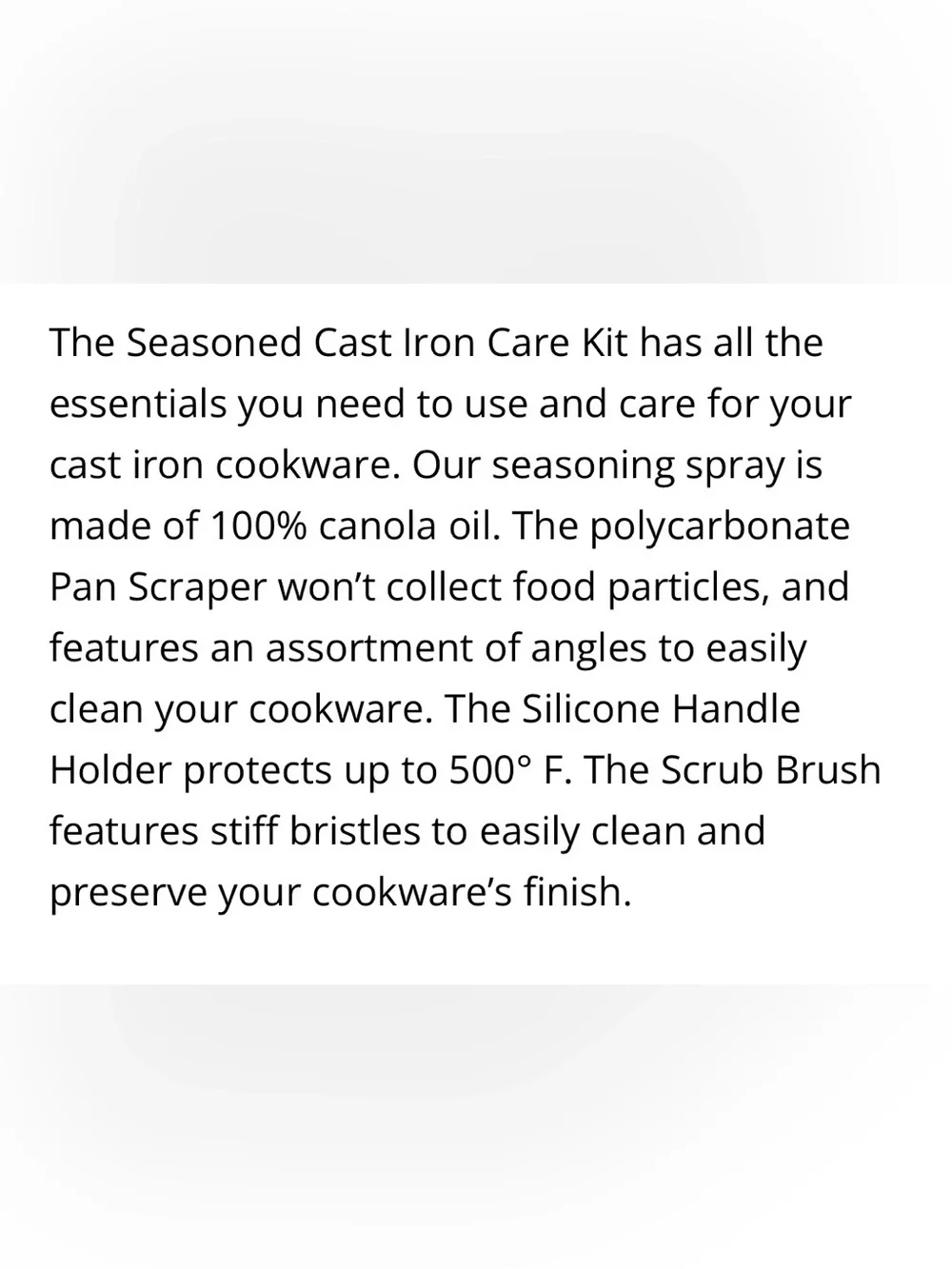 NEW Lodge 4pc Seasoned Cast Iron Care Kit